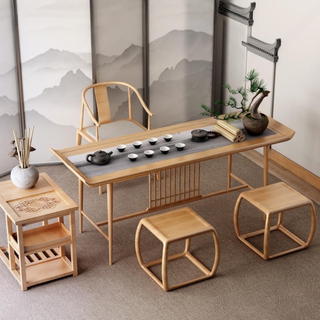 新中式茶桌椅3D模型