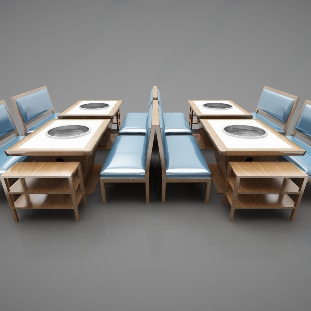 现代餐桌火锅桌3D模型