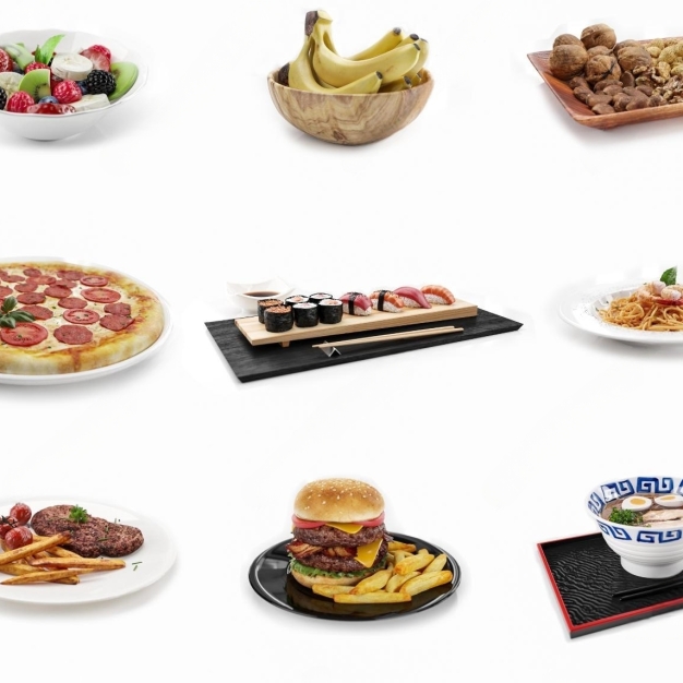 水果 披萨 汉堡食物3D模型