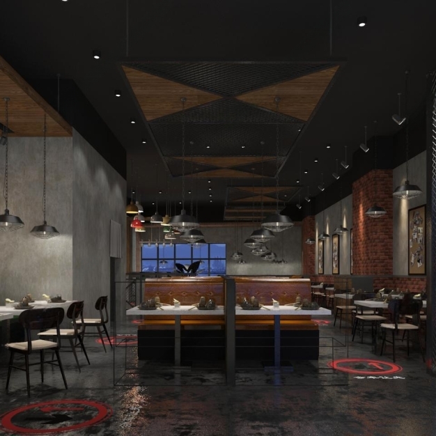 工业风餐厅3D模型