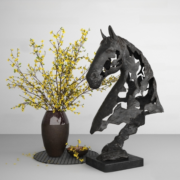 现代花瓶 马雕塑摆件3D模型