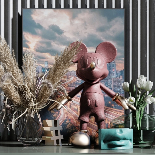 现代花瓶 米老鼠摆件3D模型