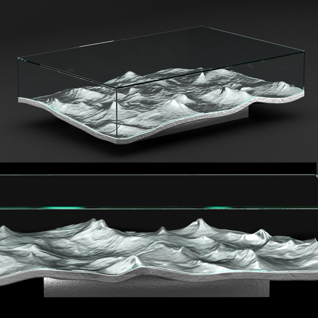 现代玻璃茶几3D模型