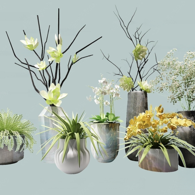 植物盆栽组合3D模型