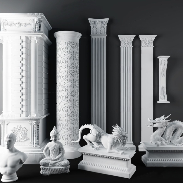 欧式石膏柱 罗马柱3D模型