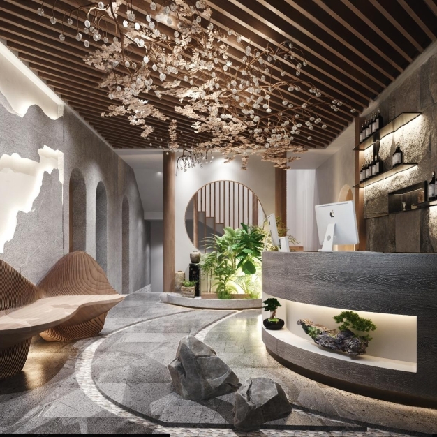 新中式餐厅接待前台3D模型