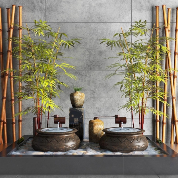 新中式竹子 水景园艺小品3D模型