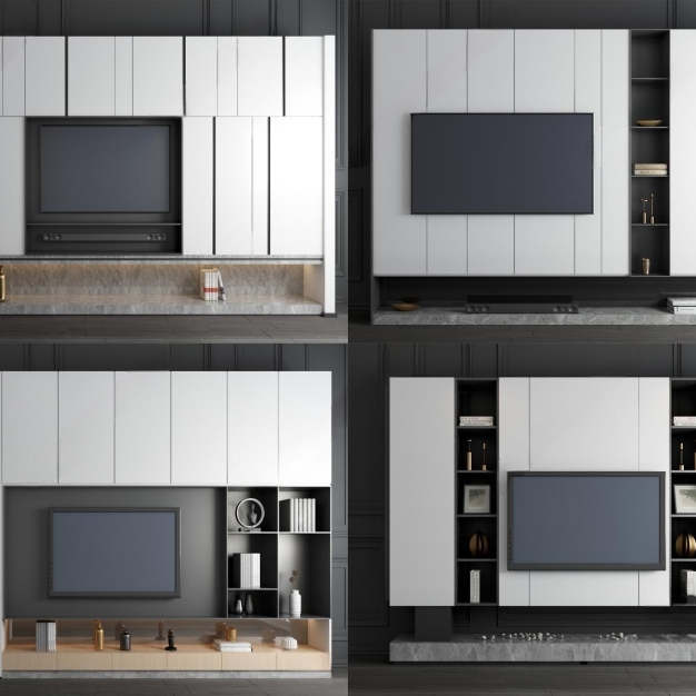 现代电视背景墙3D模型