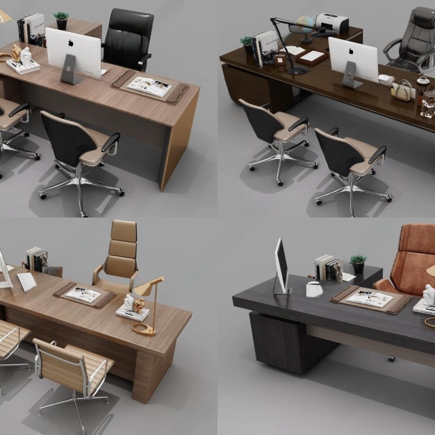 现代经理办公桌3D模型