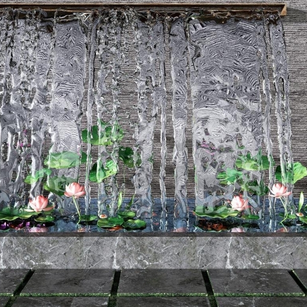 新中式喷泉假山水池园艺小品3D模型