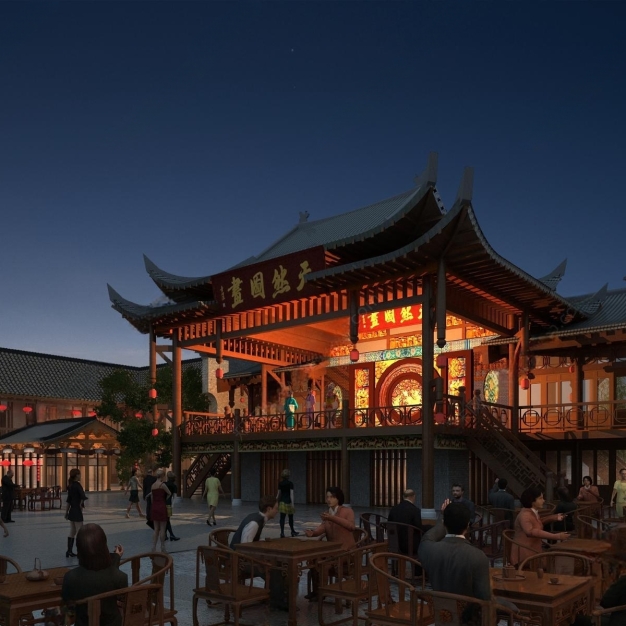 中式戏台建筑3D模型