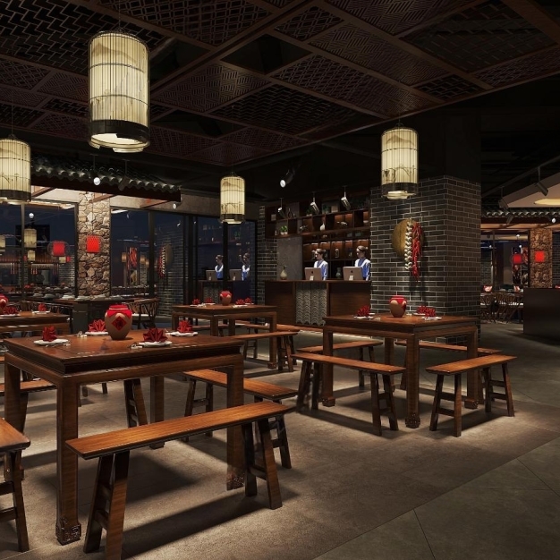 新中式餐厅3D模型