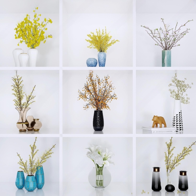 现代陶瓷花瓶插花3D模型
