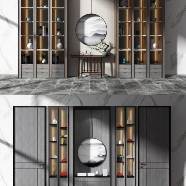 新中式装饰柜3D模型