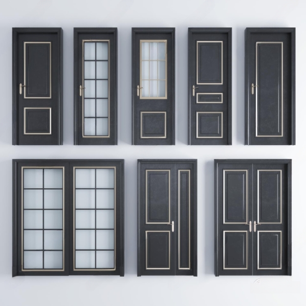 现代门 玻璃门 双开门 推拉门3D模型