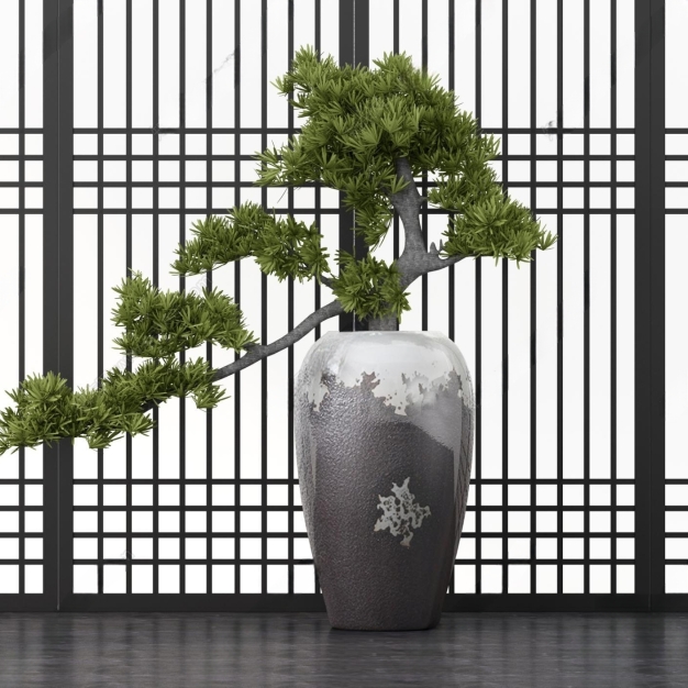 新中式植物盆栽3D模型