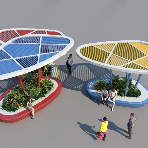 现代户外公共座椅3D模型