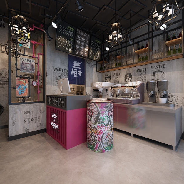 工业风咖啡店3D模型