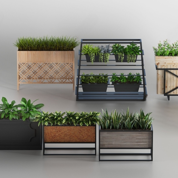 户外花箱 花槽 防腐木花箱3D模型