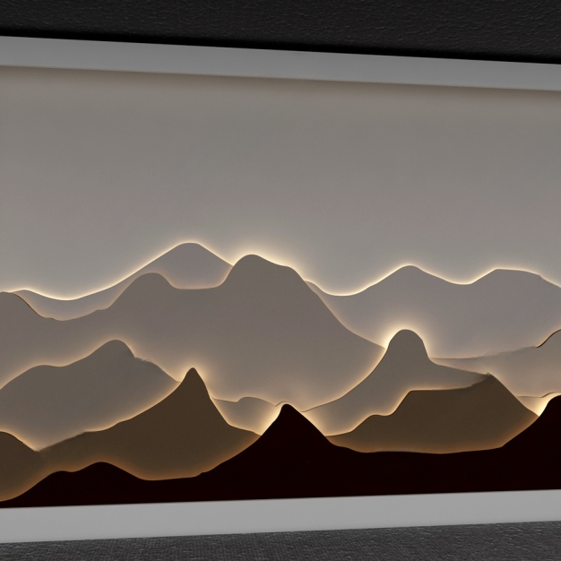 新中式山水背景墙3D模型