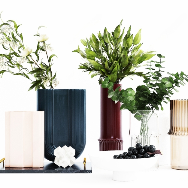 现代花瓶植物摆件3D模型