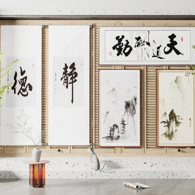 新中式装饰字画3D模型