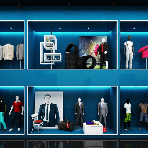 现代服装店橱窗3D模型