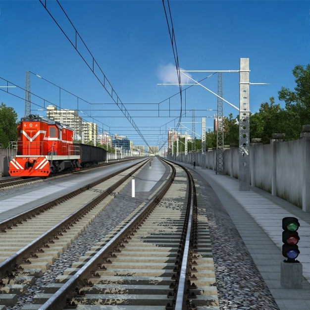 现代火车轨道场景3D模型