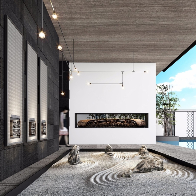 新中式枯山水庭院3D模型