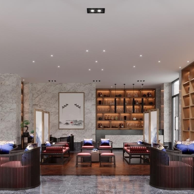 新中式酒店大堂3D模型