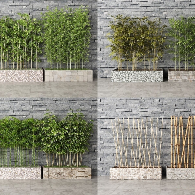 新中式竹子花坛3D模型
