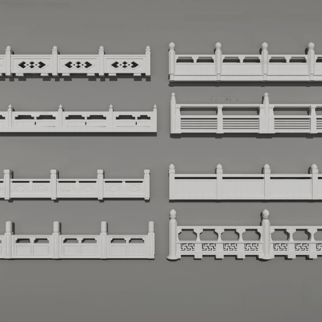中式石材栏杆3D模型