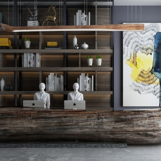 新中式接待台3D模型