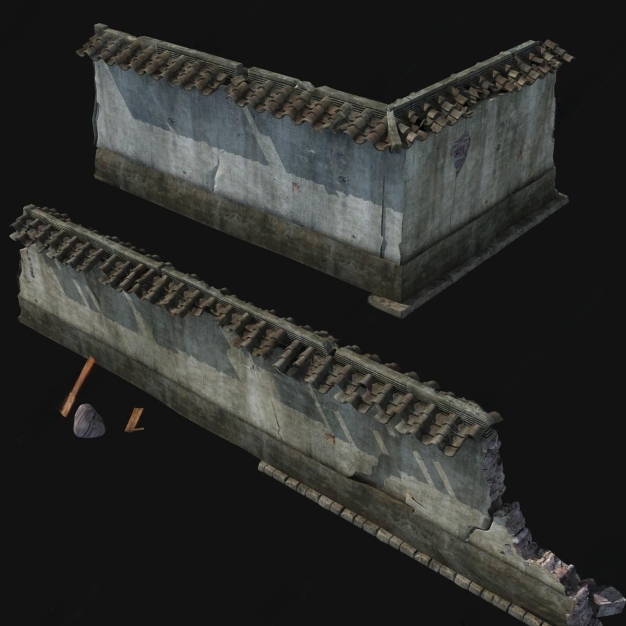 中式院墙围墙3D模型
