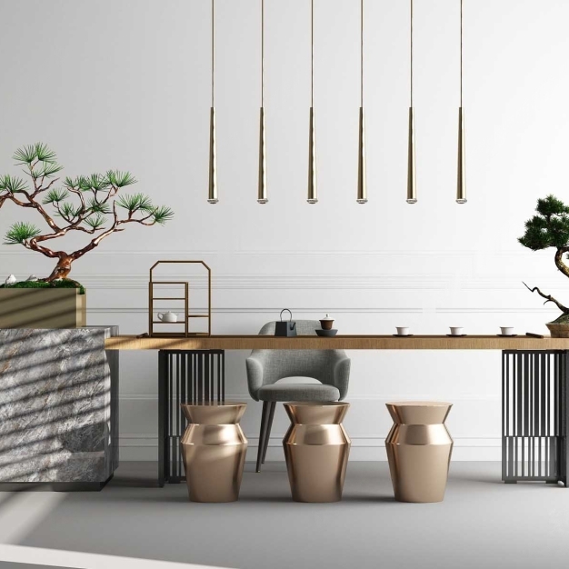 新中式茶桌椅组合3D模型
