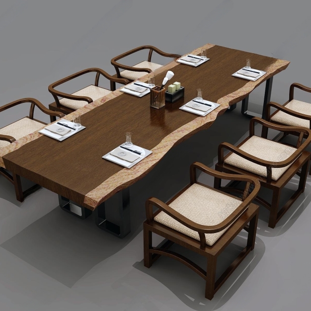 新中式茶桌椅3D模型