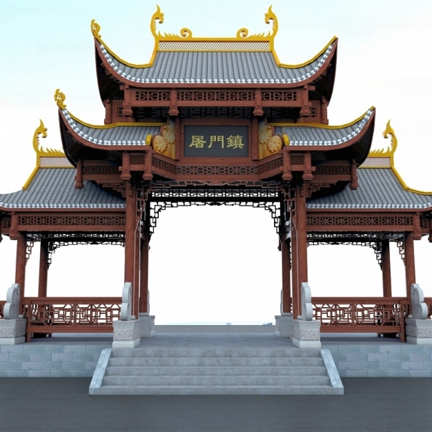 中式牌楼门楼牌坊3D模型