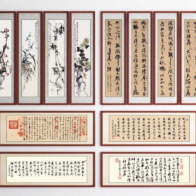 新中式装饰字画3D模型