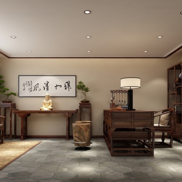 中式书房3D模型