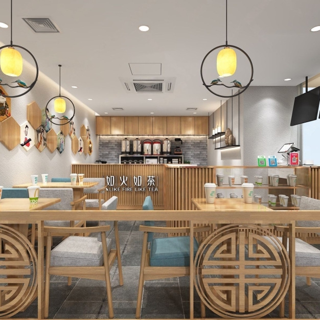 新中式奶茶店3D模型