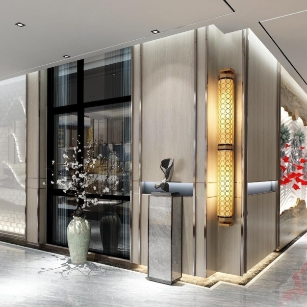 新中式酒店过道3D模型