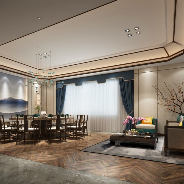 新中式餐厅包厢3D模型