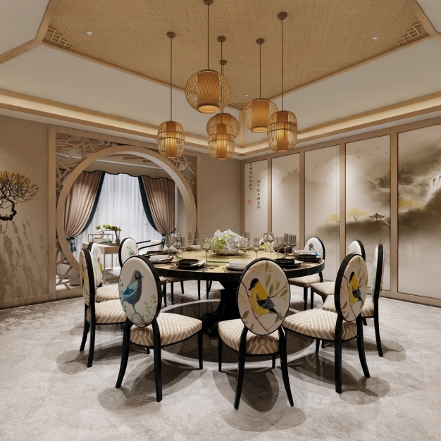 新中式餐厅包厢3D模型