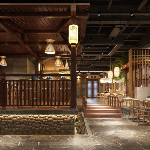 新中式餐厅3D模型
