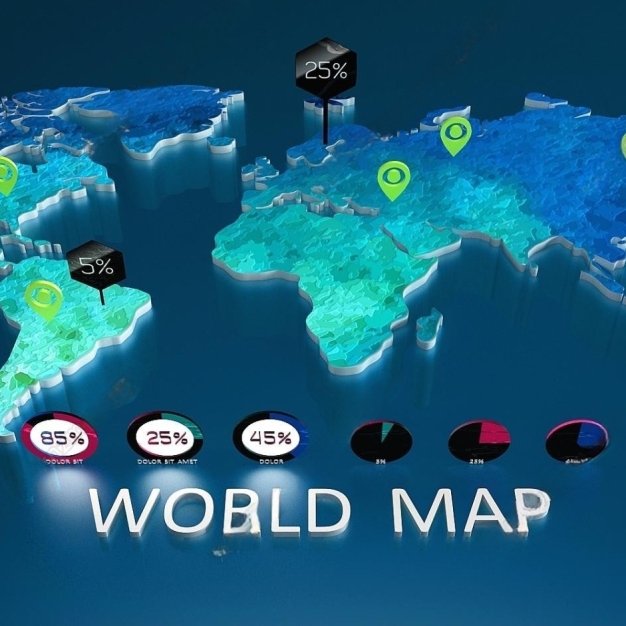 现代世界地图墙饰3D模型