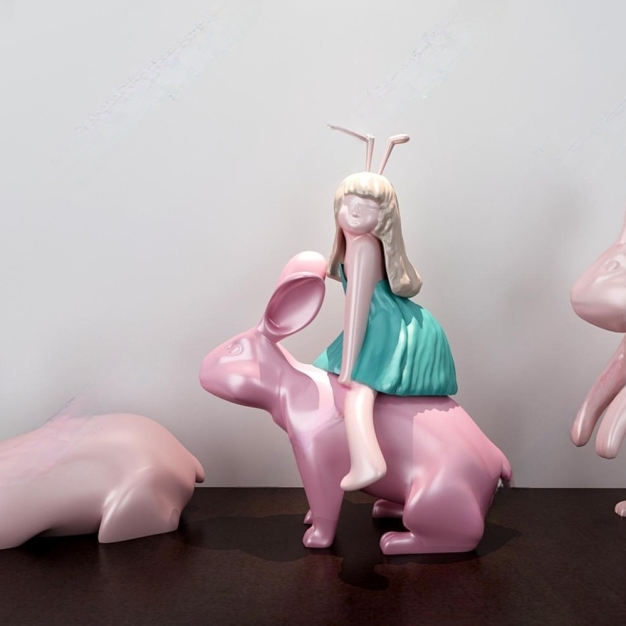 现代少女兔子摆件3D模型