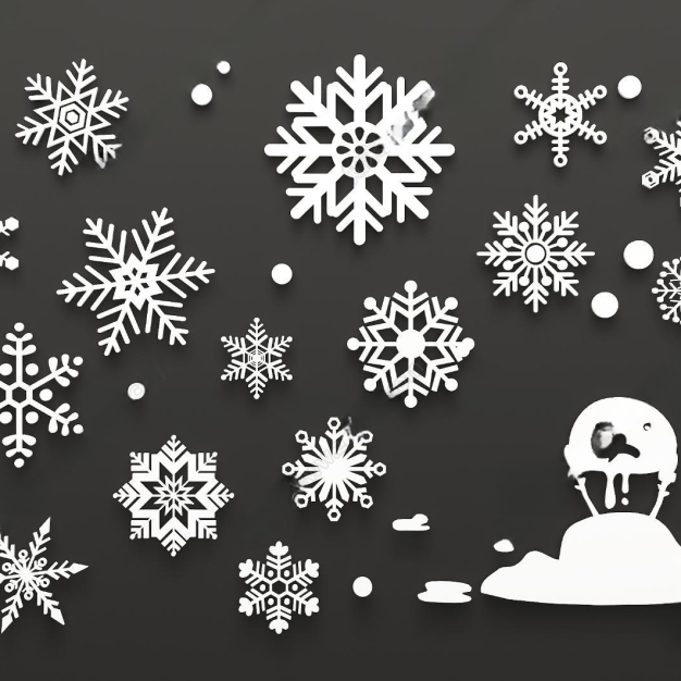 现代雪花雪人墙饰3D模型