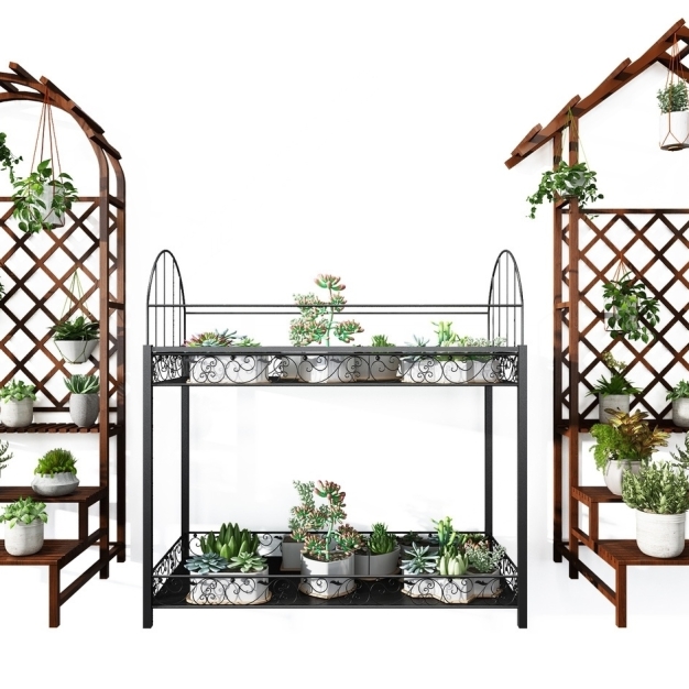 现代花架植物盆栽3D模型