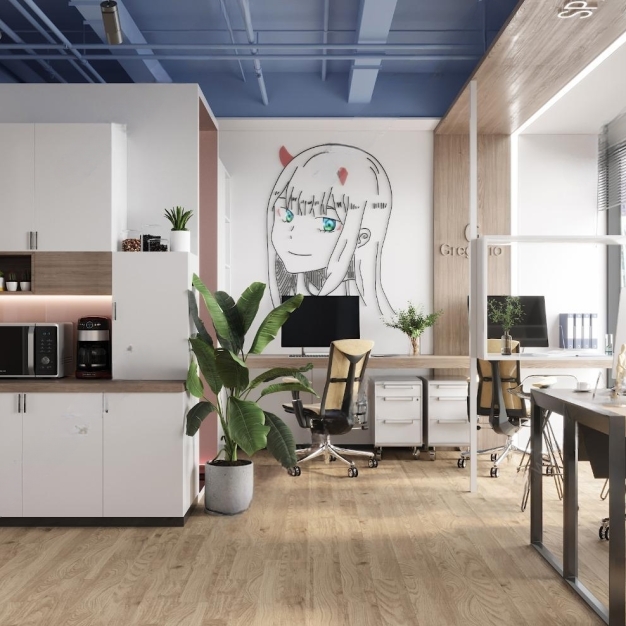 现代敞开式办公区3D模型