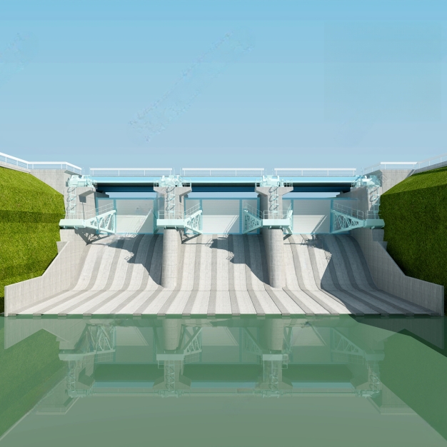 现代河道堤坝3D模型